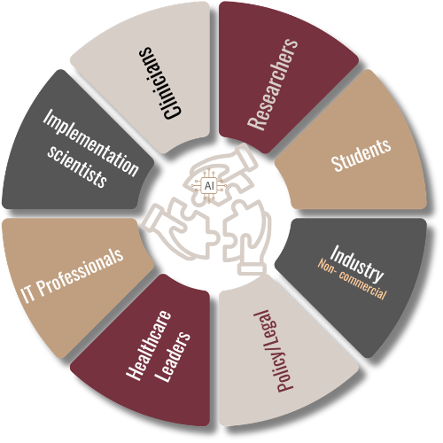Community perspectives: clinicians, researchers, students, industry in a non-commercial capacity, policy and legal professionals, healthcare leaders, IT professionals, and implementation scientists.